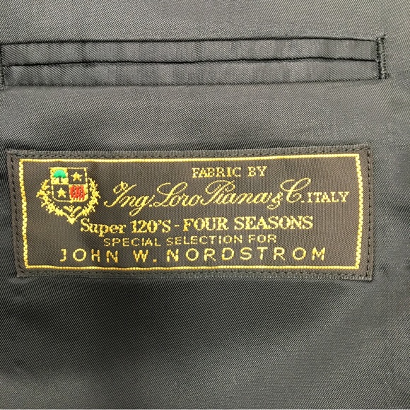 Loro Piana John Notdstrom 100% Wool Suit Jacket Blazer Black 46R - Picture 16 of 17